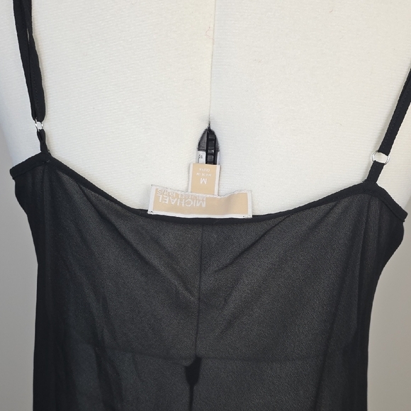 ✨ Michael Michael Kors Black & White Plaid Chiffon Dress with Slip – Size M ✨ - Picture 9 of 12